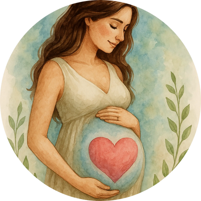 Schwangere Frau mit Blumenhintergrund – liebevolles Design zur Babyparty