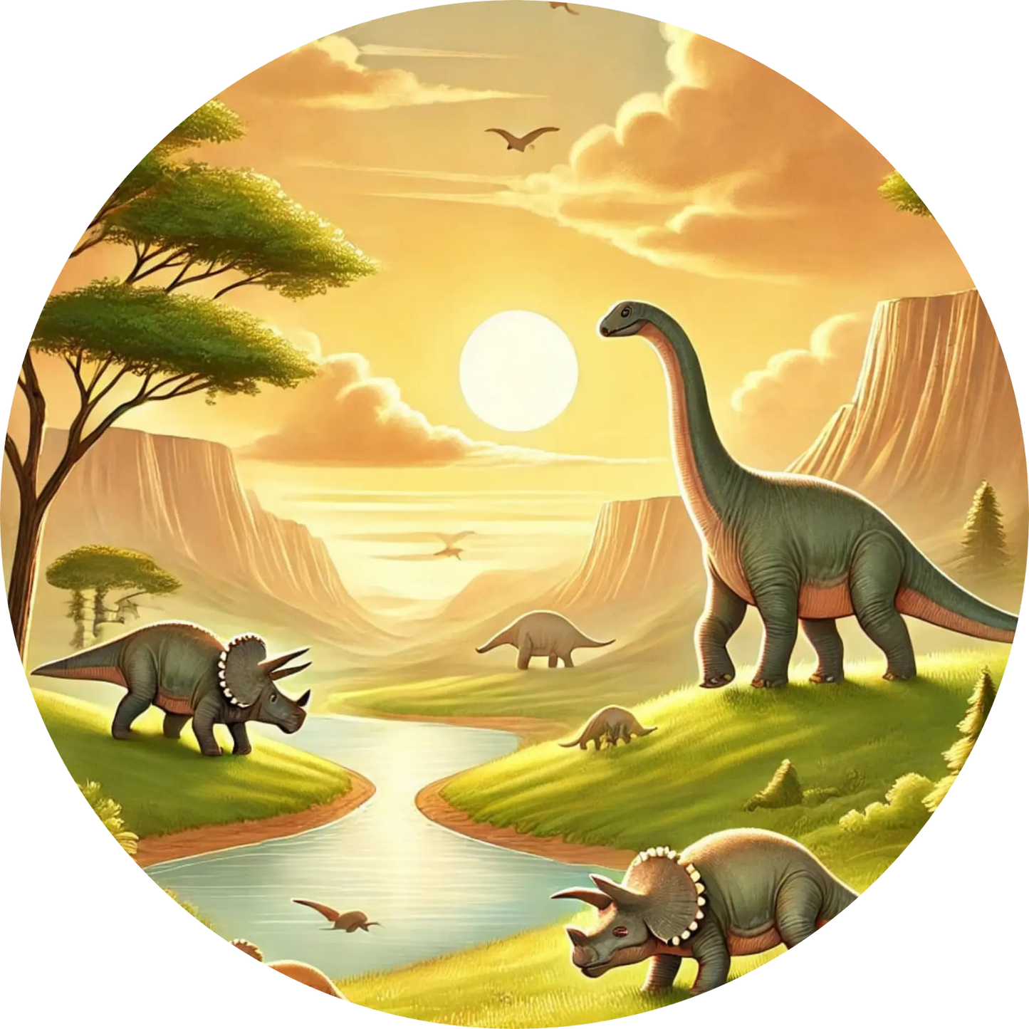 Stegosaurus vor Palmen mit dunklem Himmel