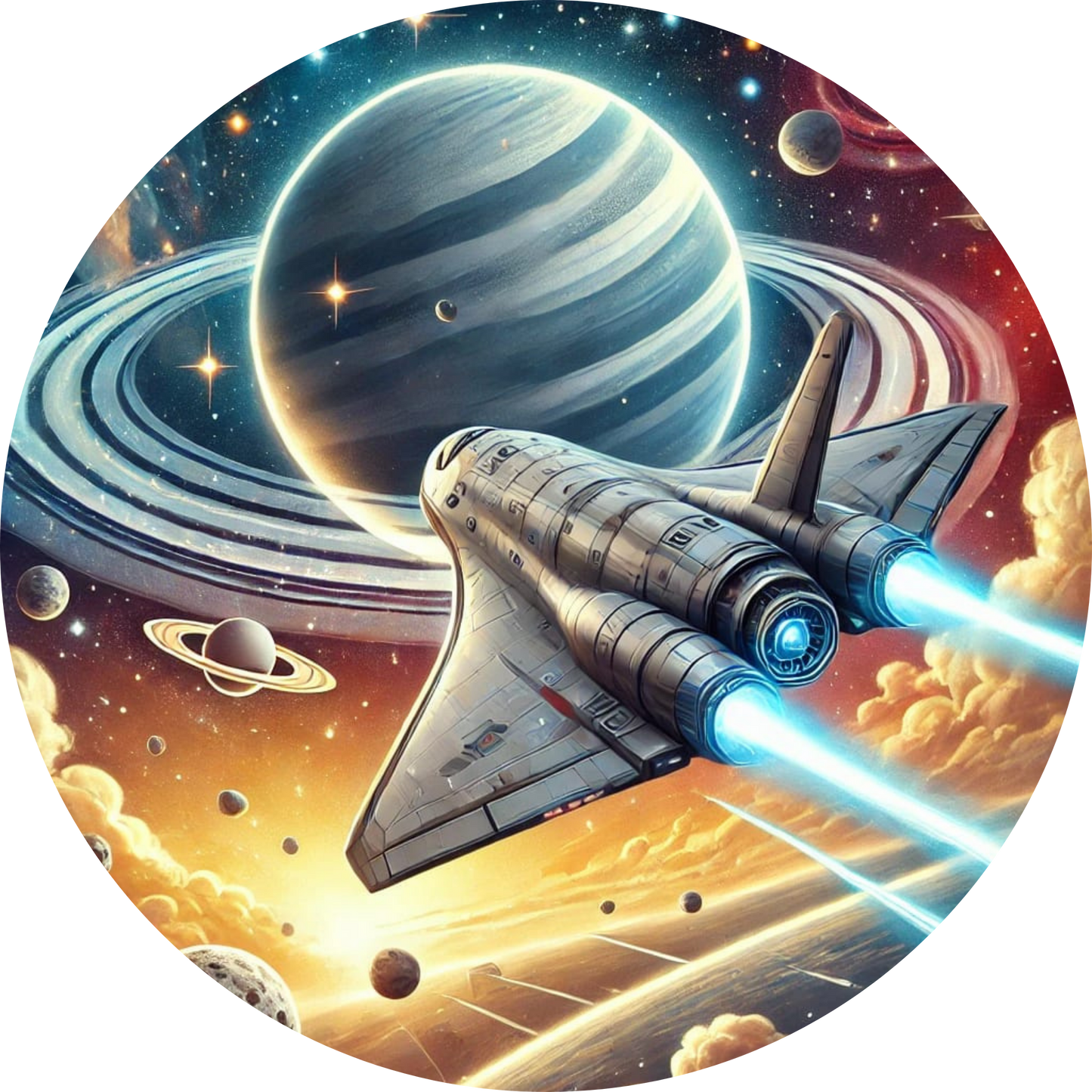 Zwei Raumschiffe beim Manövrieren im Orbit