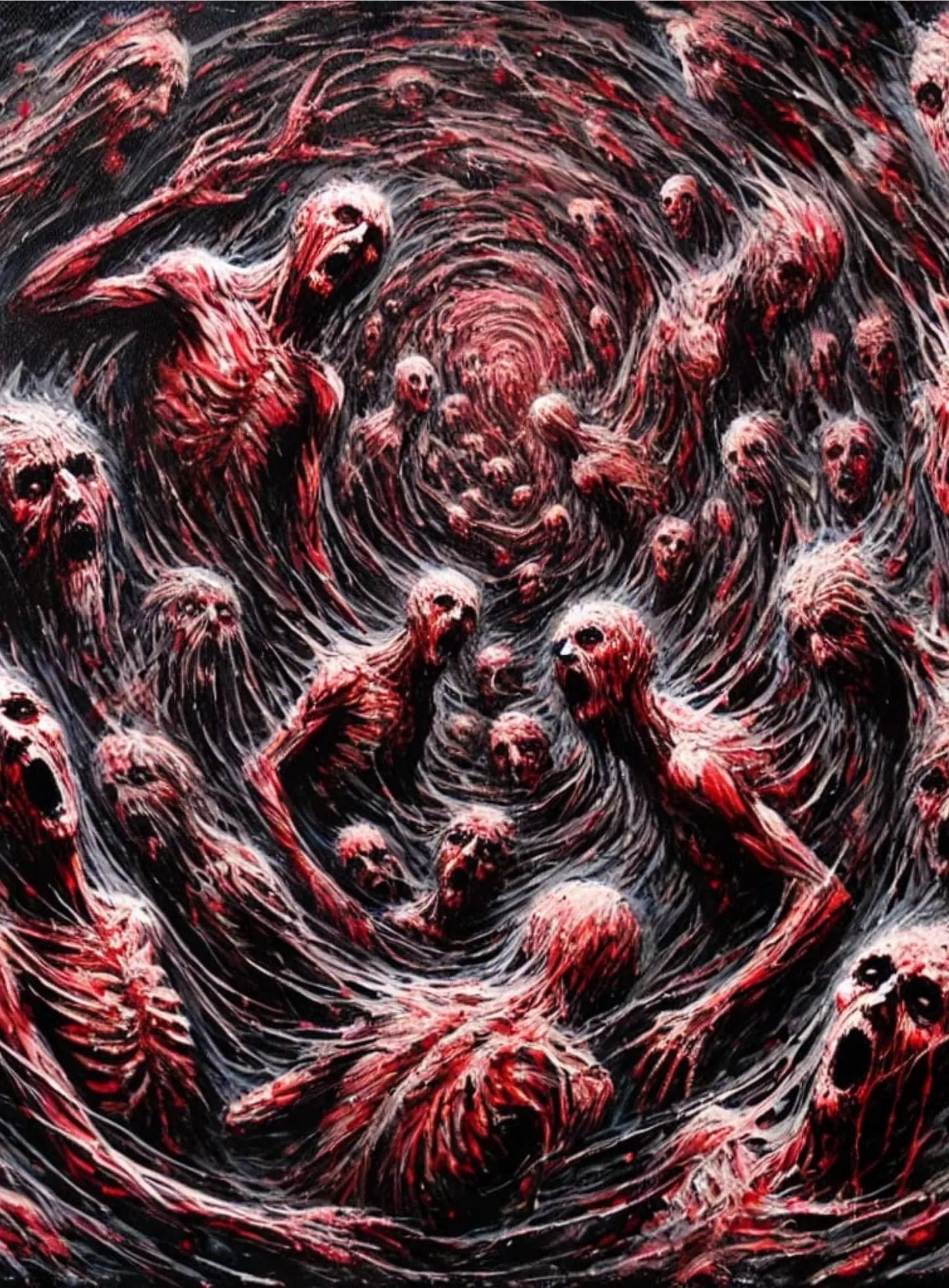 Symbolträchtiges Bild eines zusammengerollten Wesens in leidvoller Pose – dargestellt als verdrehter Körper in Dunkelheit.