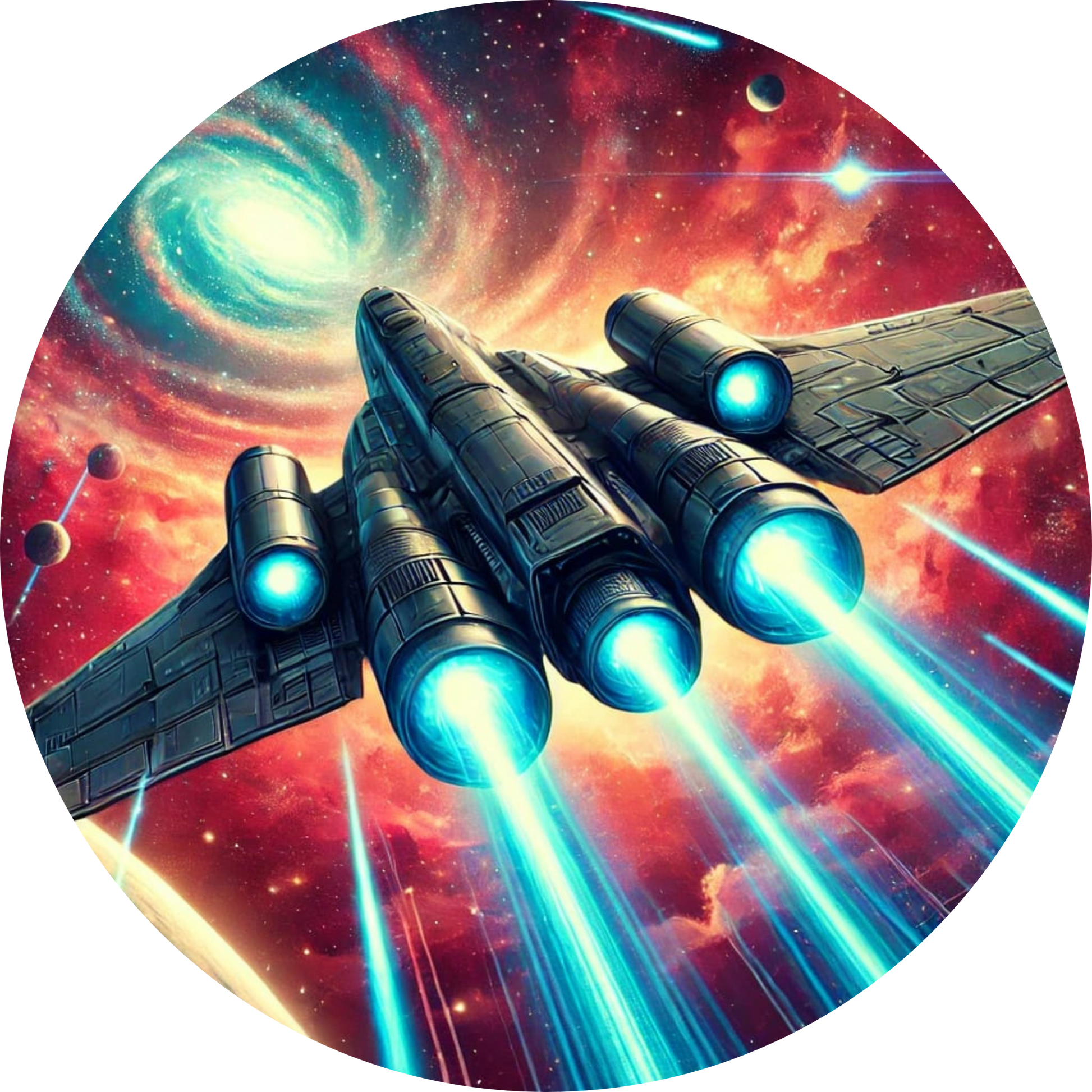 Kampfraumschiff in futuristischer Space-Schlacht