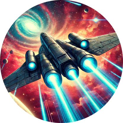 Kampfraumschiff in futuristischer Space-Schlacht