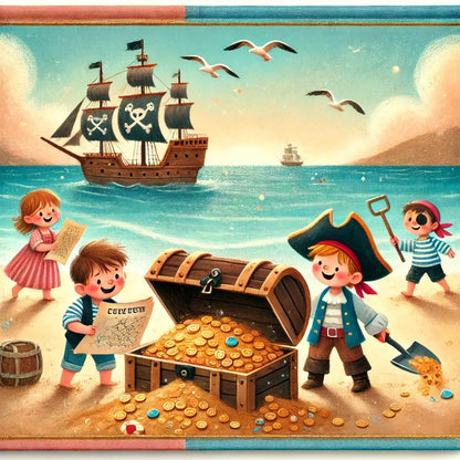 Kinder beobachten Piratenschiff – Partyatmosphäre