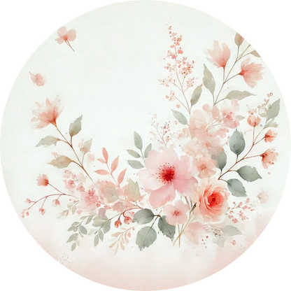 Zarte rosa Kirschblütenzweige auf hellem Fond