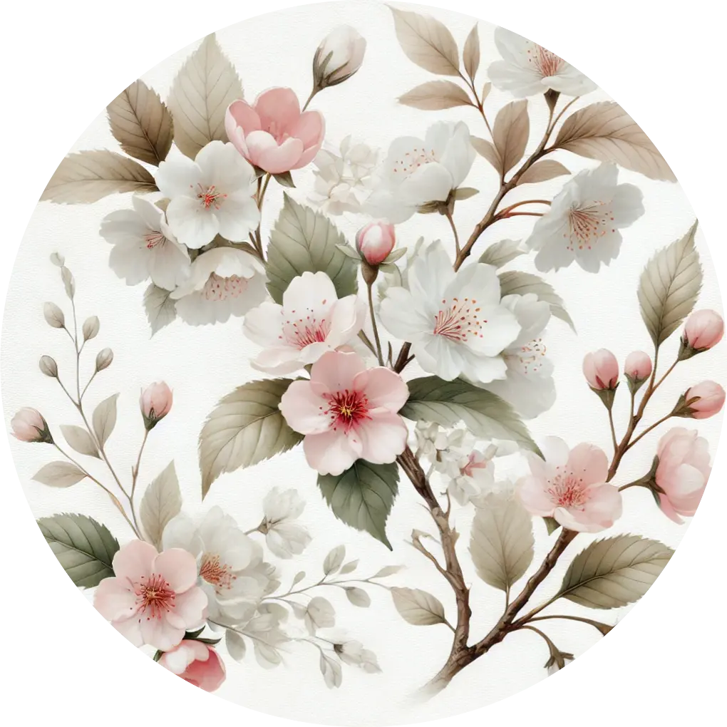 Naturgemaltes Kirschblütenmotiv mit leichtem Vintage-Touch