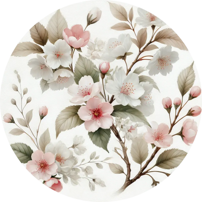 Naturgemaltes Kirschblütenmotiv mit leichtem Vintage-Touch
