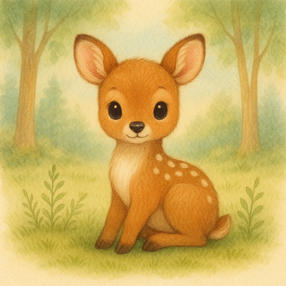 Kleines Rehkitz auf einer Lichtung