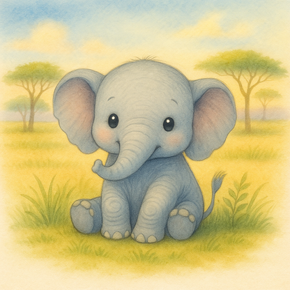 Niedlicher blauer Elefant mit großen Ohren