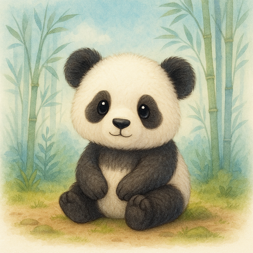 Kleiner Panda auf einer Wiese mit Pflanzen