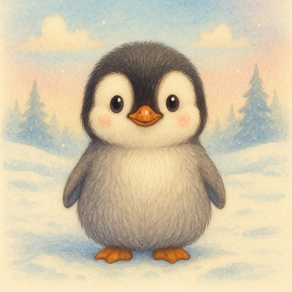 Fröhlicher Pinguin mit leichtem Grinsen