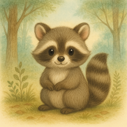 Kleiner Waschbär mit gestreiftem Schwanz