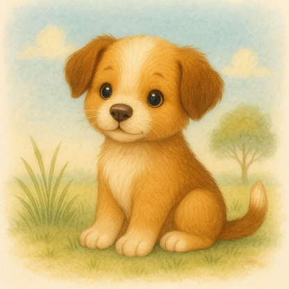 Beiger Hundewelpe mit Schlappohren