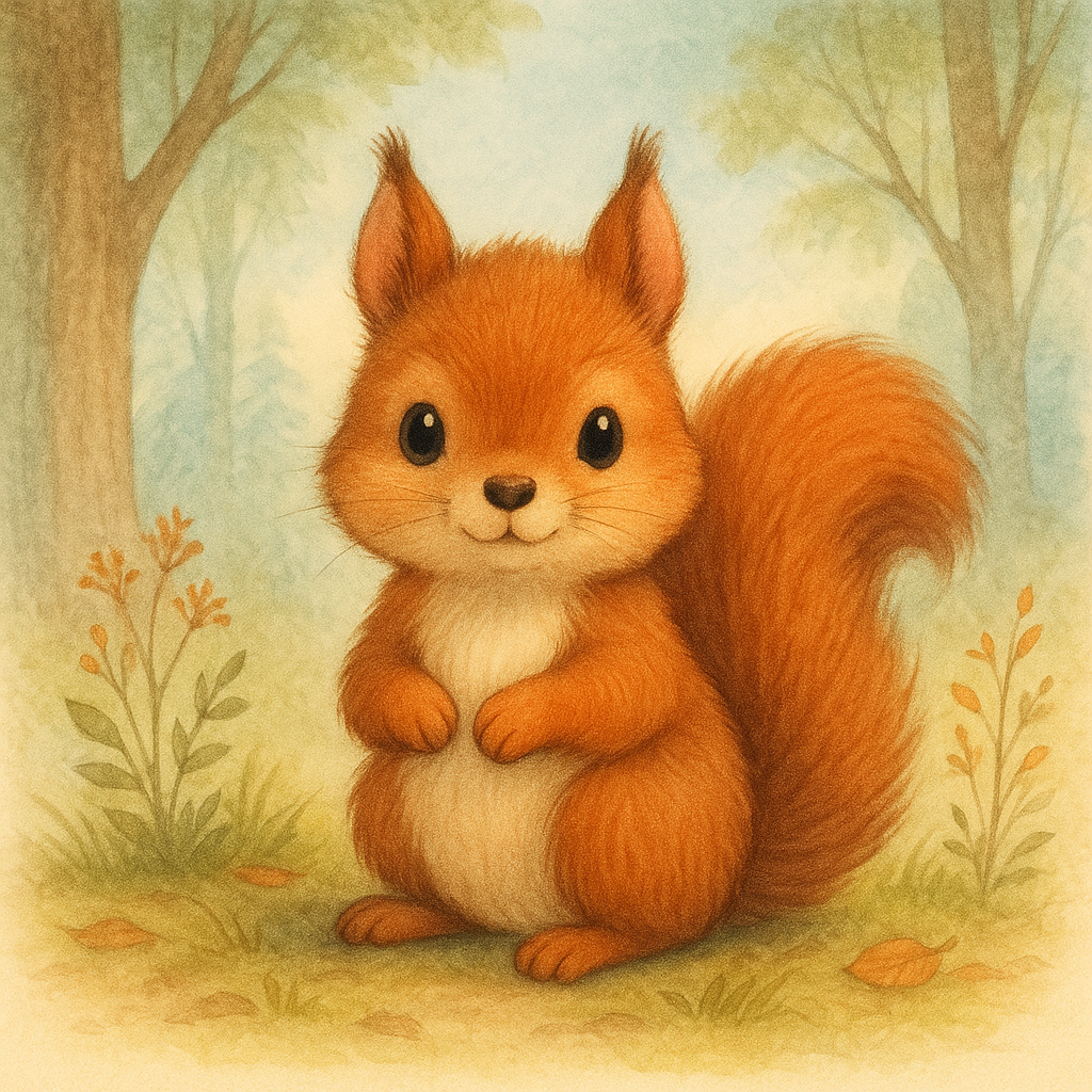 Rotes Eichhörnchen mit buschigem Schwanz