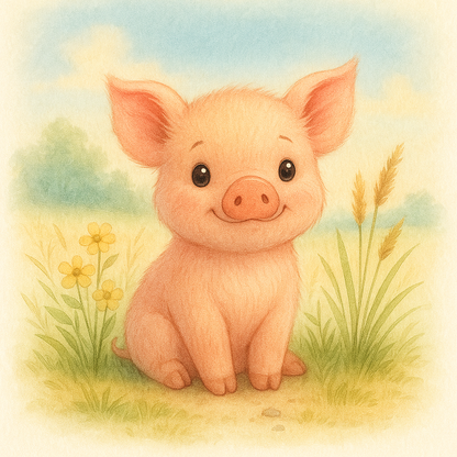 Rosa Ferkel mit lockigem Schwänzchen