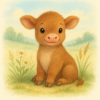 Junges Kalb mit braunem Fell