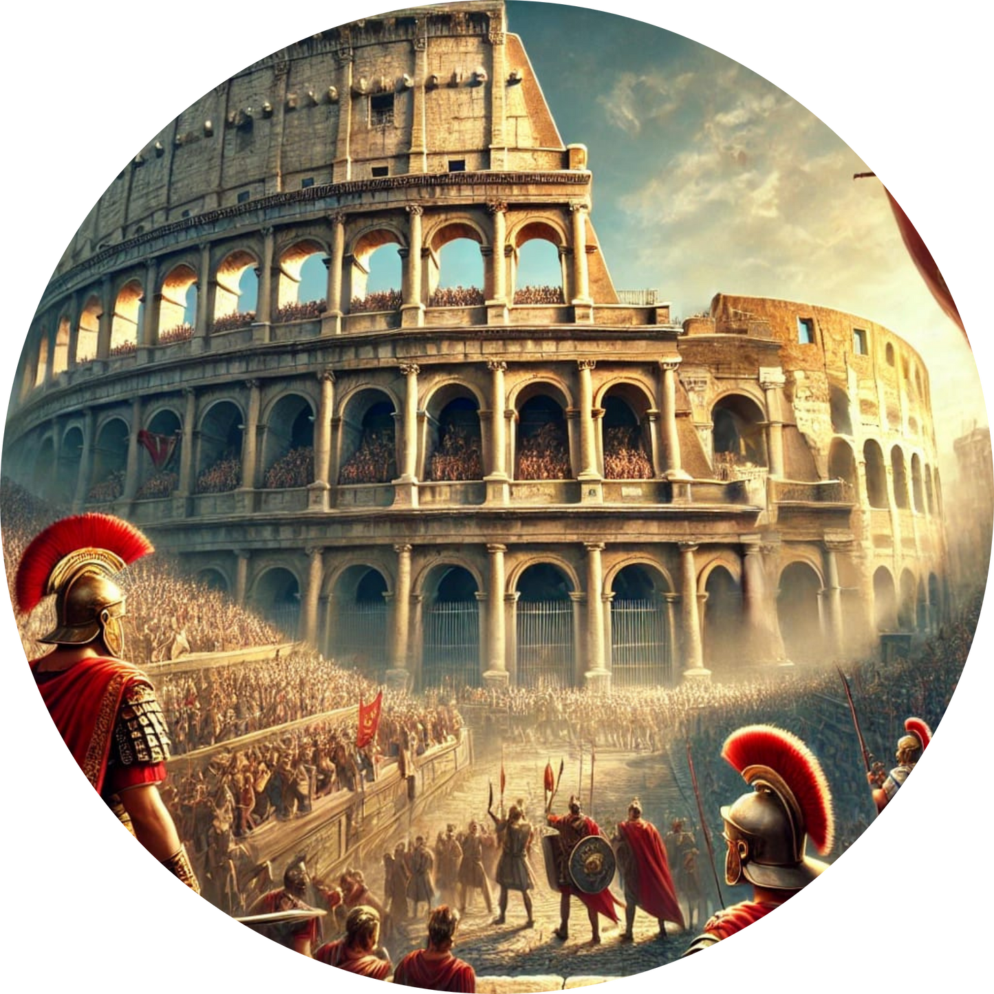 Römisches Kolosseum bei Festspielen mit Soldaten und Publikum