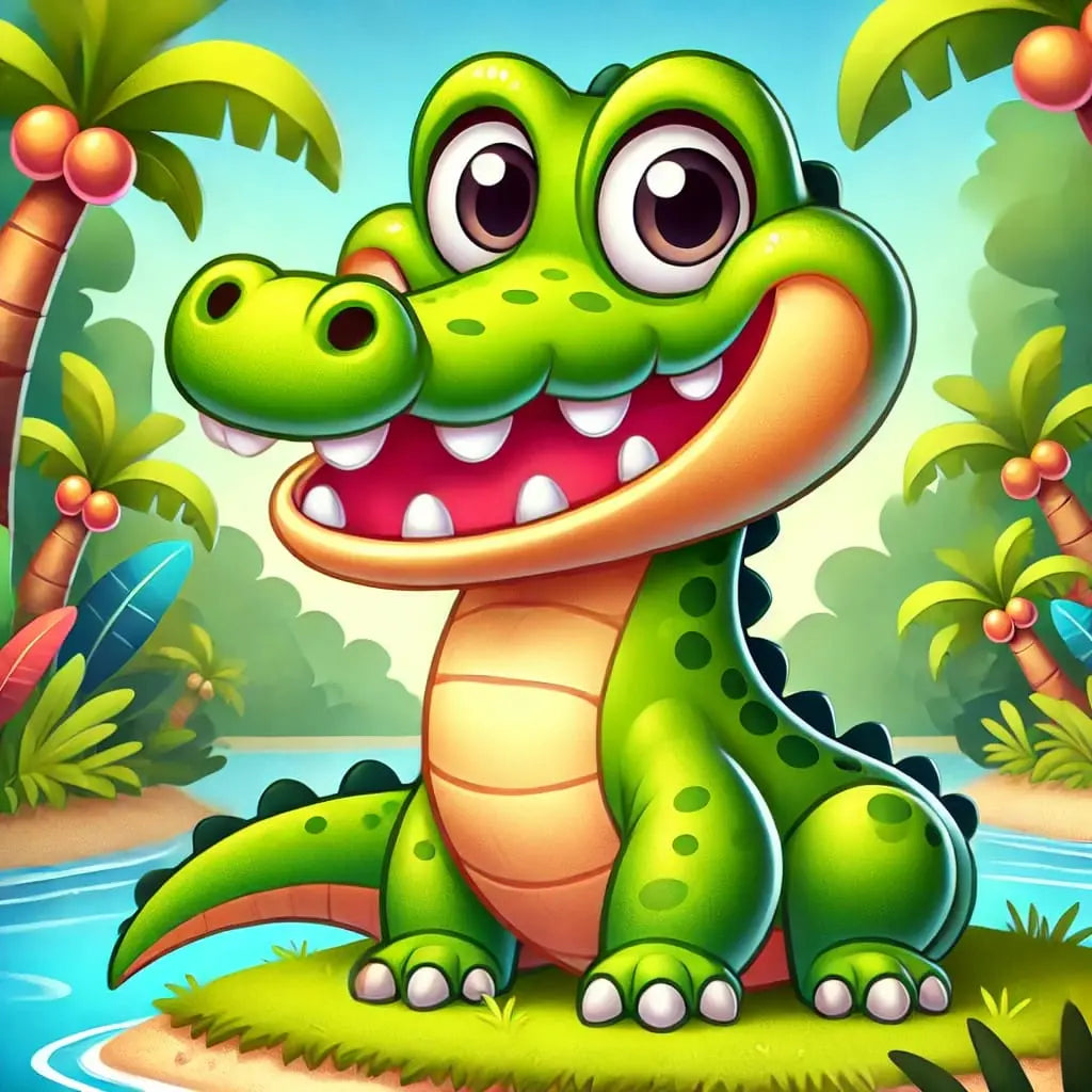 Lustige Krokodile auf weißem Hintergrund in verschiedenen Posen.