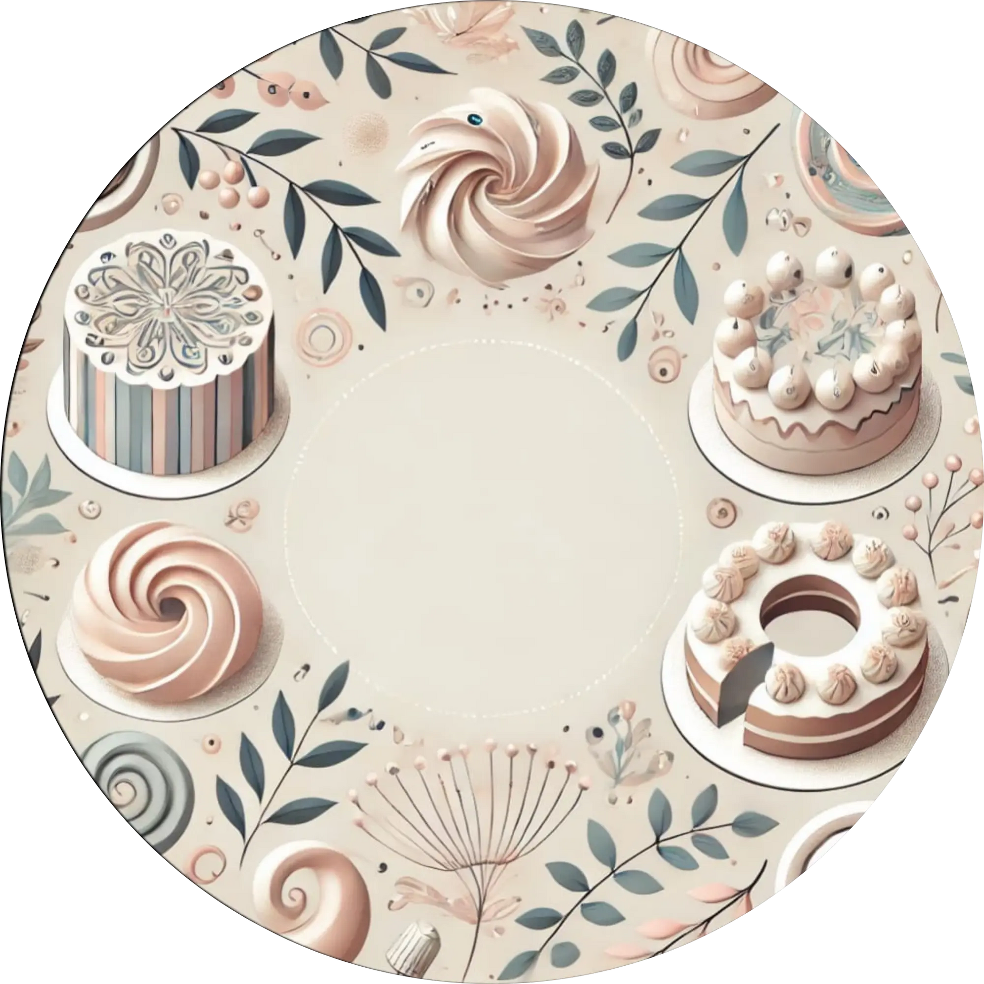 Eleganter, leerer Teller mit stilvoller Blattverzierung – ideal für Wunschdesigns