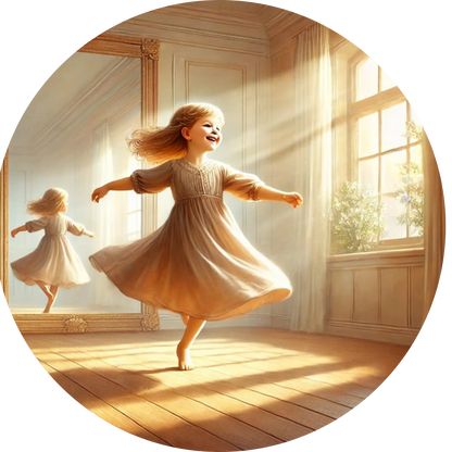 Ballerina in goldenes Licht getaucht – eleganter Tanzmoment im Übungsraum