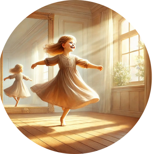 Ballerina in goldenes Licht getaucht – eleganter Tanzmoment im Übungsraum