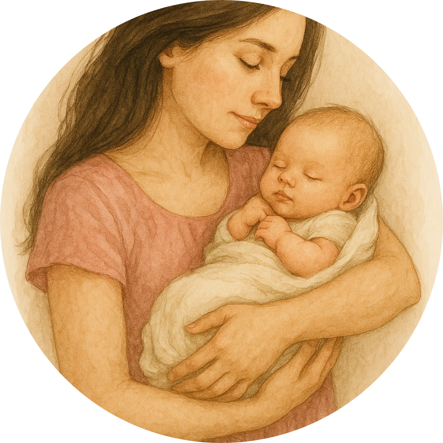 Mutter mit Neugeborenem im Arm – liebevolles Familienmotiv