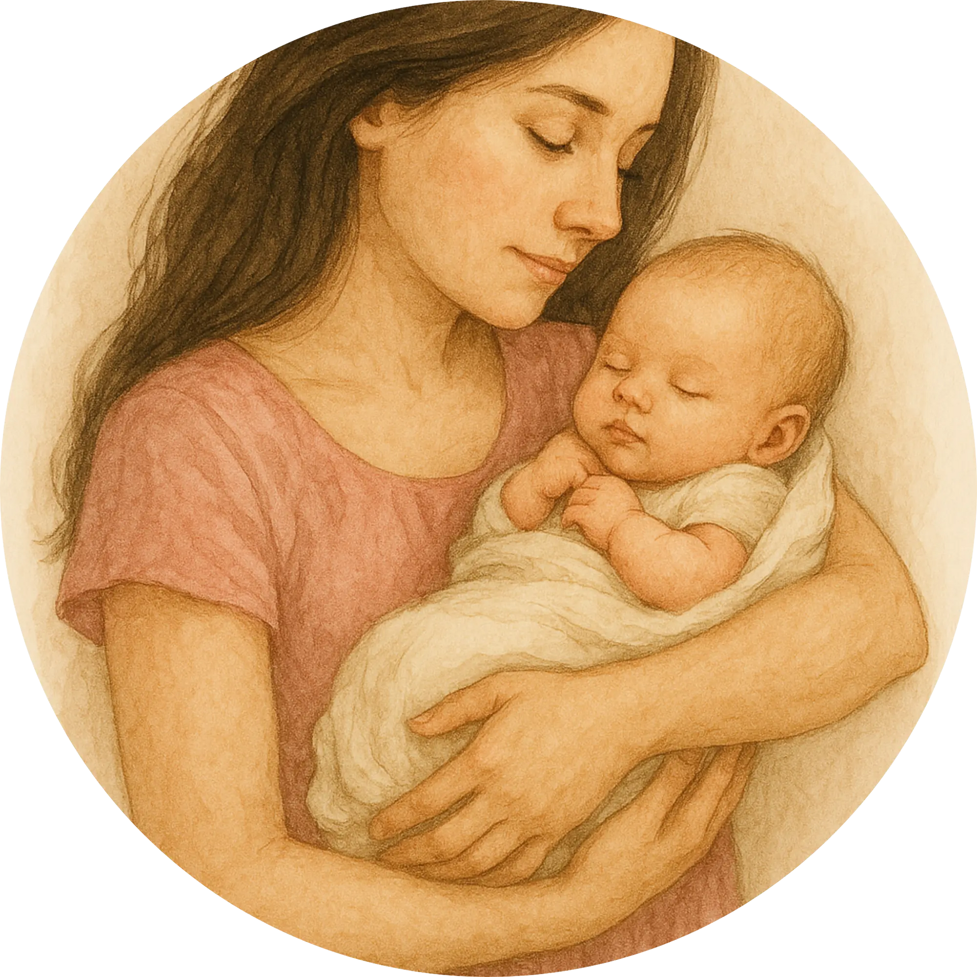 Mutter mit Neugeborenem im Arm – liebevolles Familienmotiv