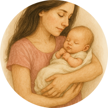 Mutter mit Neugeborenem im Arm – liebevolles Familienmotiv