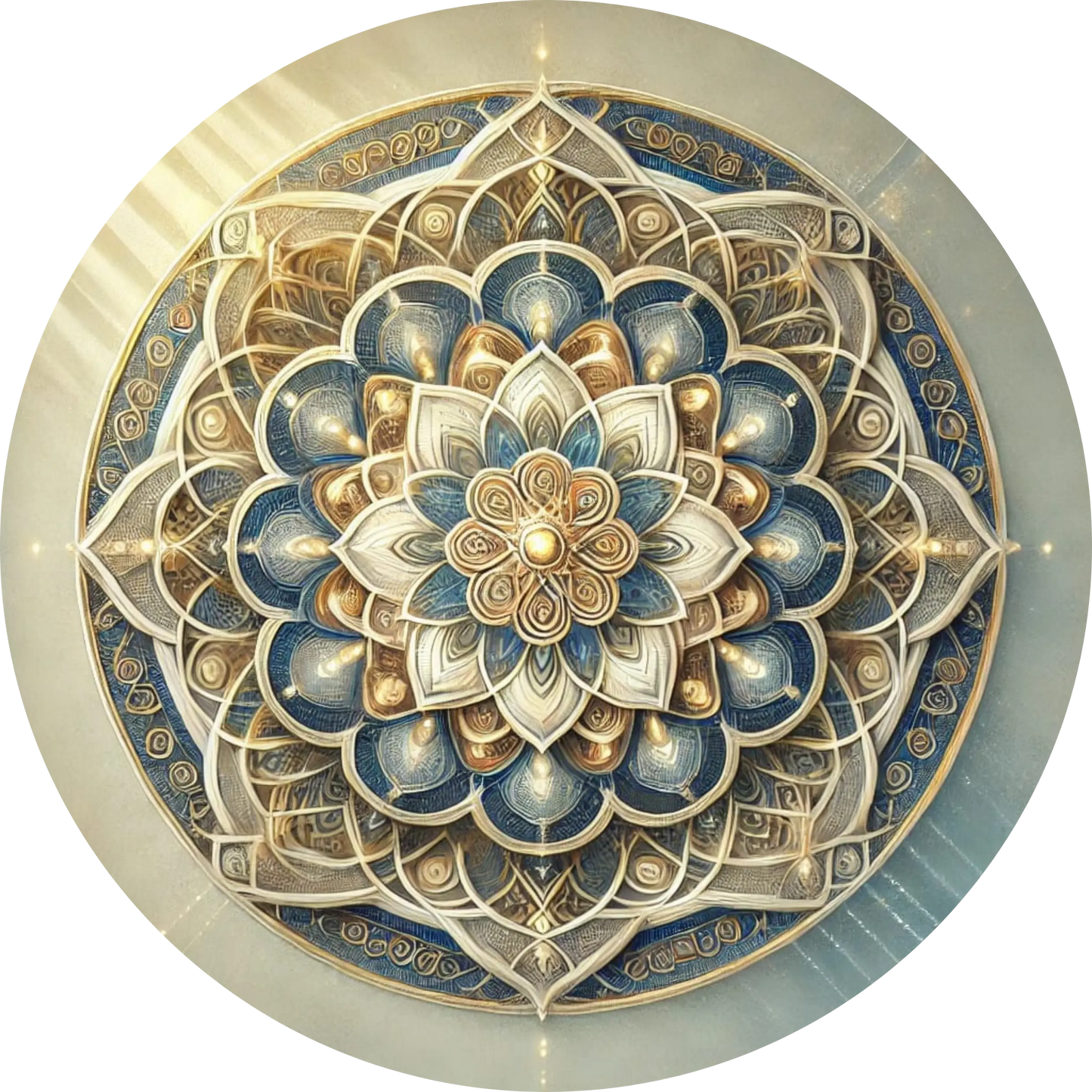 Mandala in Gold- und Blautönen mit Sternoptik
