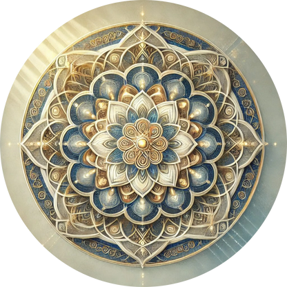 Mandala in Gold- und Blautönen mit Sternoptik