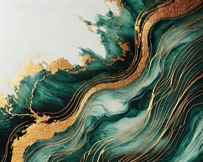  Edel gestalteter Hintergrund mit marmorierter Struktur in Grün und Gold – luxuriös und modern