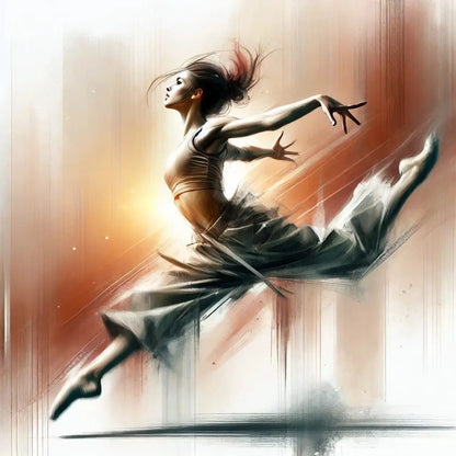 Moderner Tanz – dynamische Pose mit fließenden Bewegungen in Schwarz-Weiß-Optik.