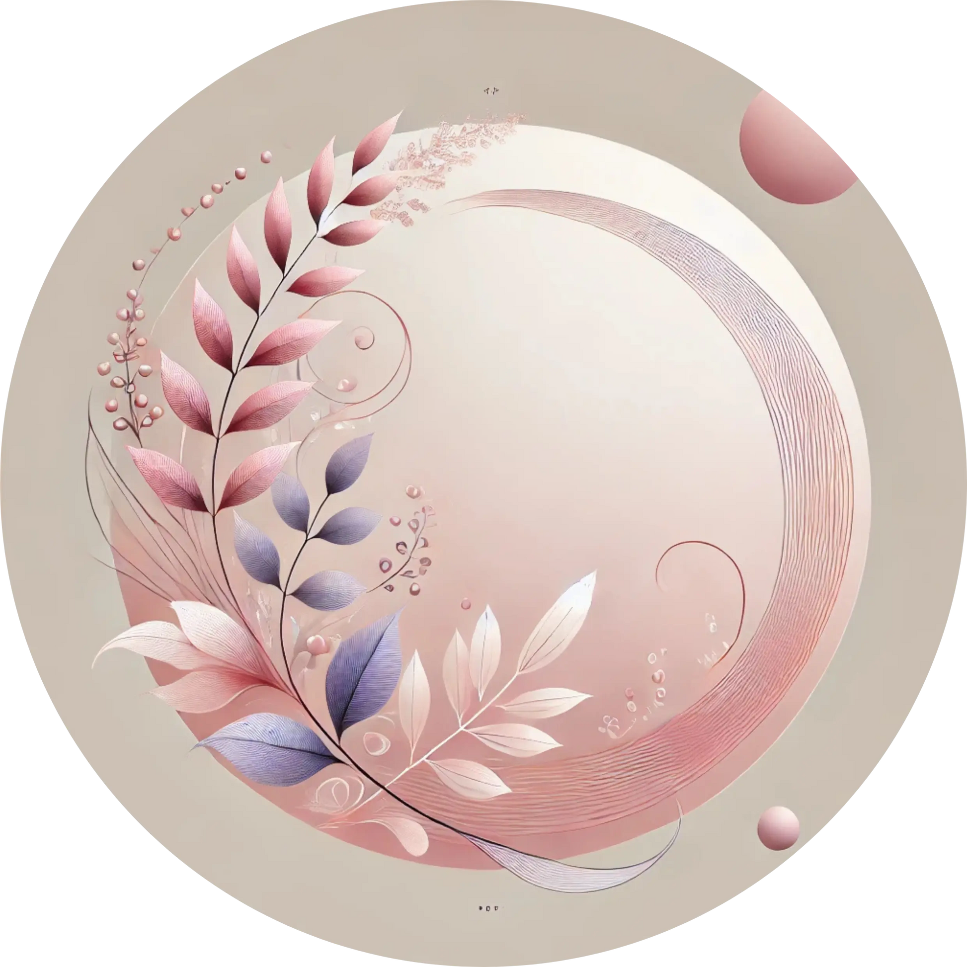 Abstraktes florales Design in Rosa und Silber mit Mondoptik
