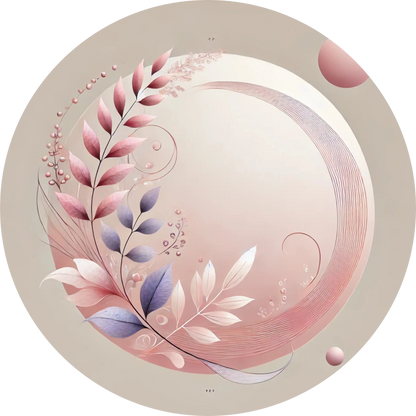 Abstraktes florales Design in Rosa und Silber mit Mondoptik
