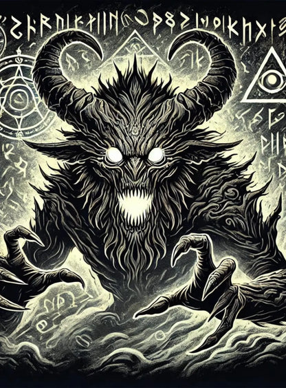 Illustration eines dämonischen Rattenwesens mit rot leuchtenden Augen – Cover-Ästhetik im Stil eines Retro-Horrorcomics.