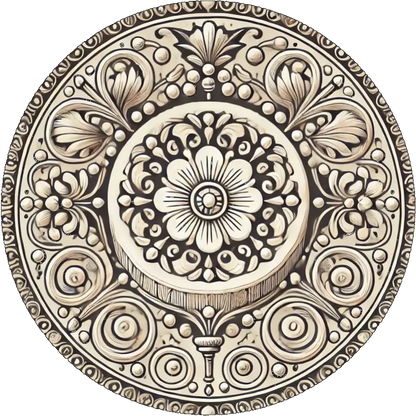 Kreisförmiges Ornament in hellem Beige mit floralem Muster