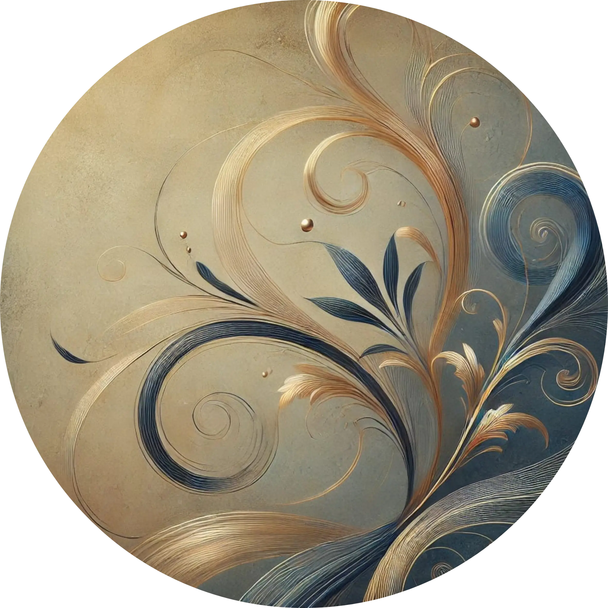 Goldene florale Ornamentik auf beigem Untergrund