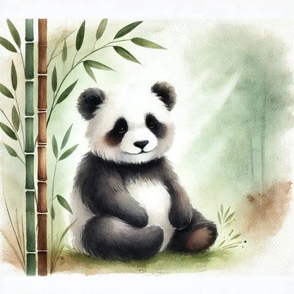 Panda im Bambusfeld mit verspieltem Gesichtsausdruck