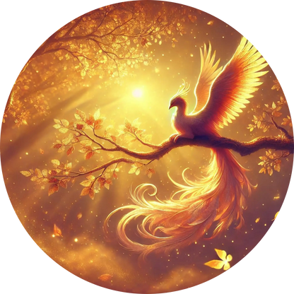 Baum mit leuchtender Spirale in goldener Fantasy-Welt