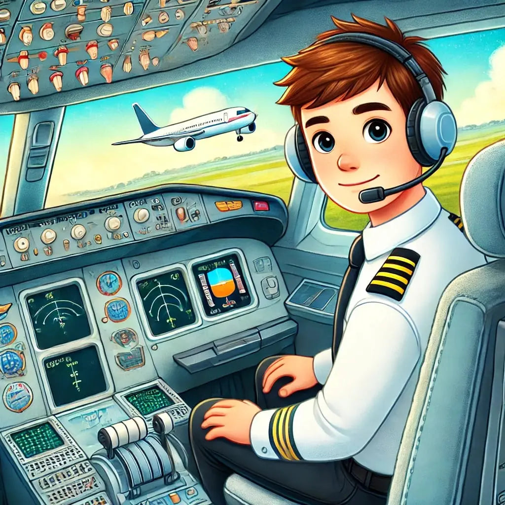 Pilot erklärt Cockpit-Anzeigen in einem Flugsimulator