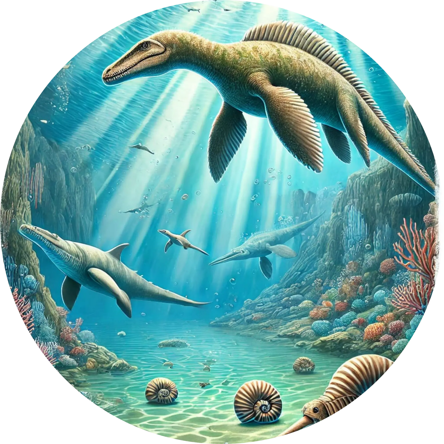 Dinosaurier tauchen unter Wasser – bunte Meereswelt