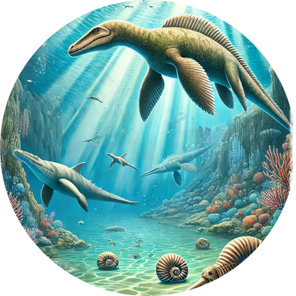 Dinosaurier tauchen unter Wasser – bunte Meereswelt