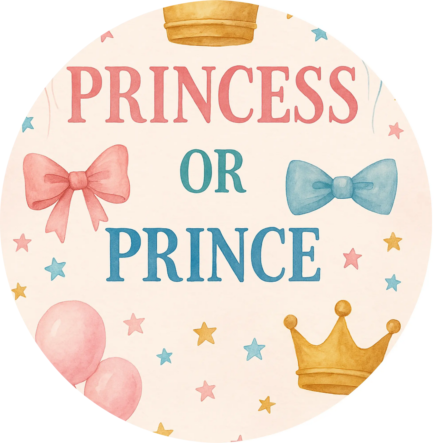  „Princess or Prince“ mit Krone, Schleife und Fliege – genderneutrales Baby-Motiv