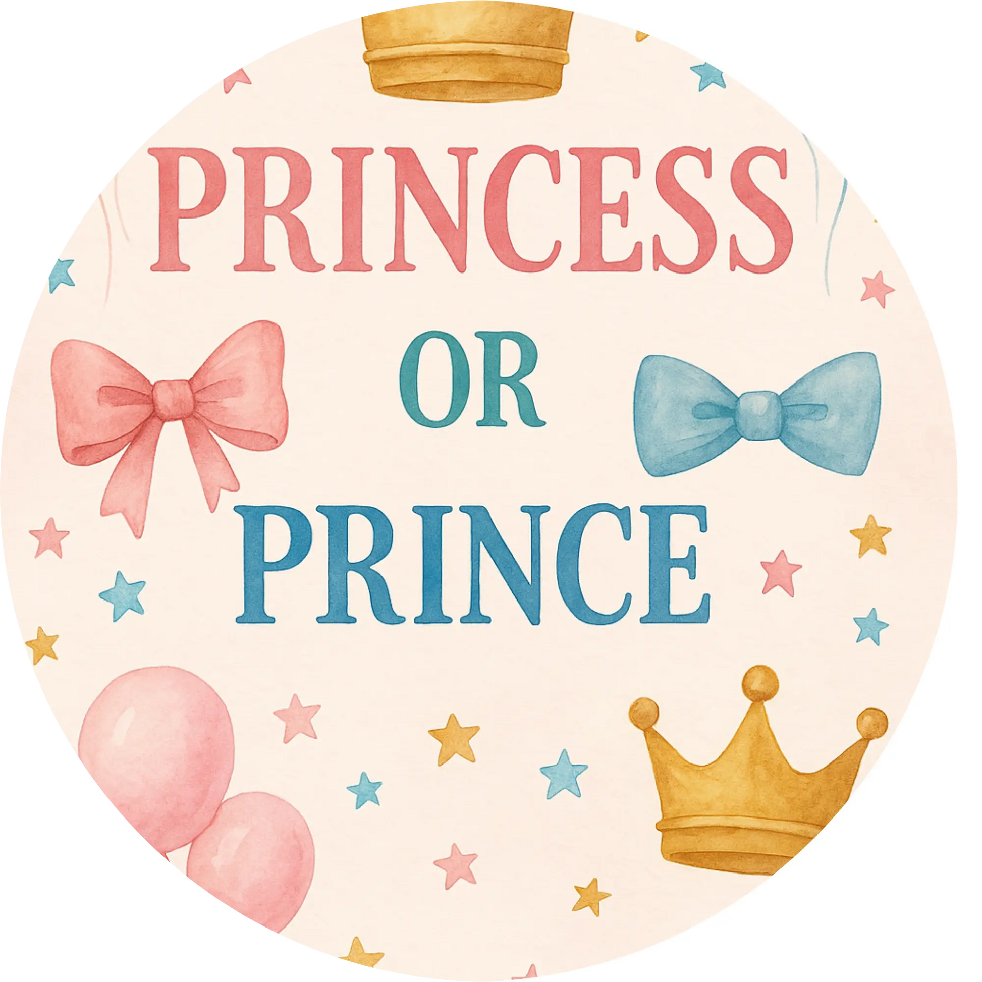  „Princess or Prince“ mit Krone, Schleife und Fliege – genderneutrales Baby-Motiv