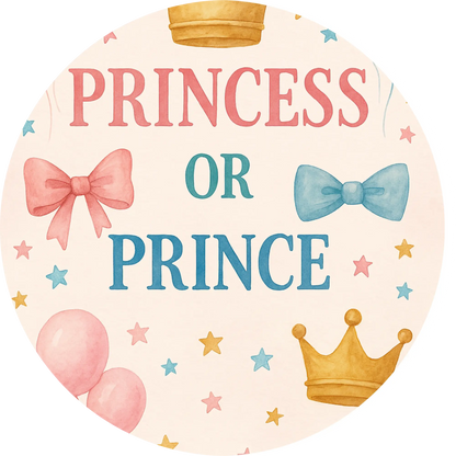  „Princess or Prince“ mit Krone, Schleife und Fliege – genderneutrales Baby-Motiv