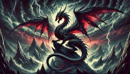 Schwarzer Phoenix mit roten Flammenflügeln – kraftvoll und mythologisch