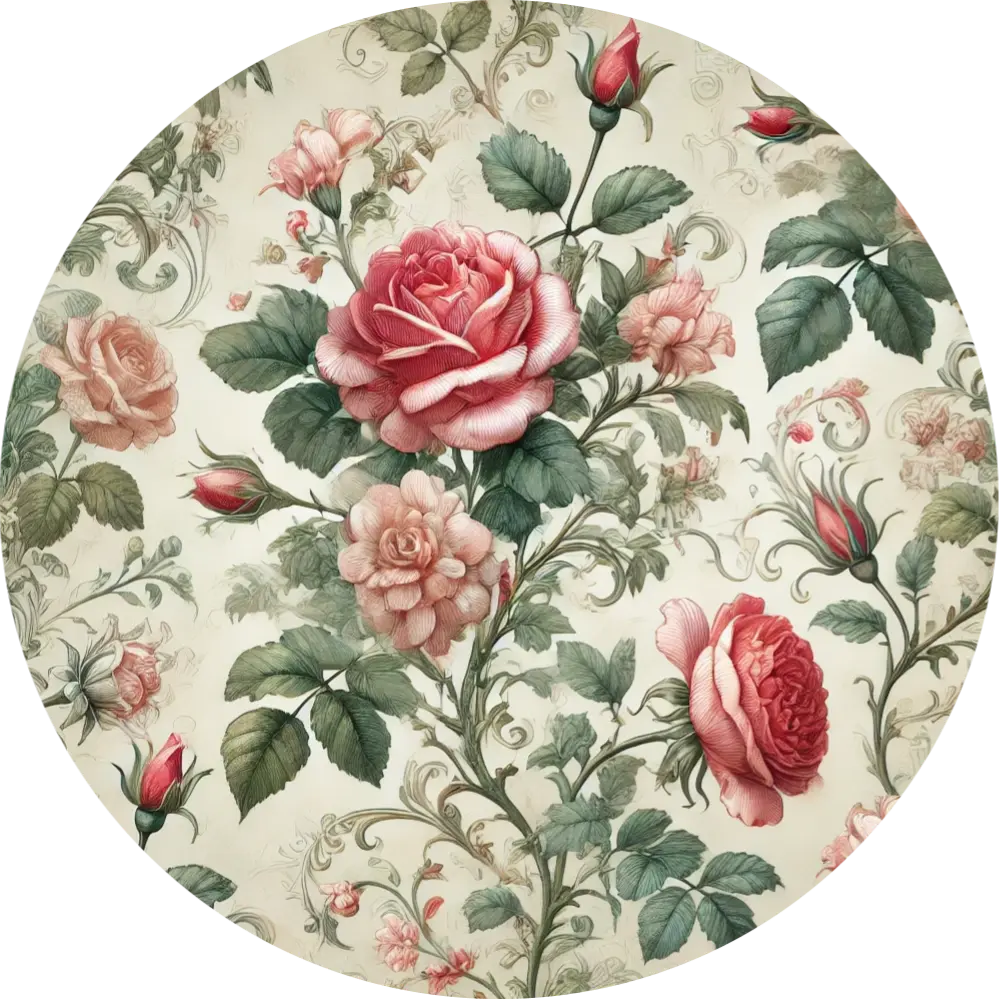 Klassisches Rosendekor auf beigem Fond mit gezeichneter Struktur