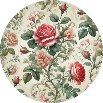 Klassisches Rosendekor auf beigem Fond mit gezeichneter Struktur