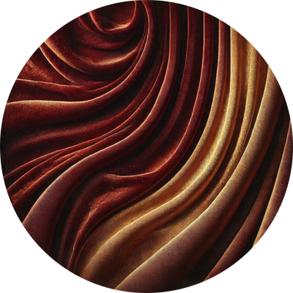 Satinoptik in Rot-Gold mit Faltenwurf in edlem Look