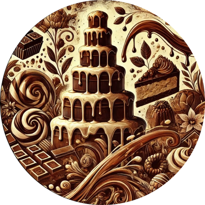 Detailliertes Schokoladendessert mit Törtchen in Sepiatönen