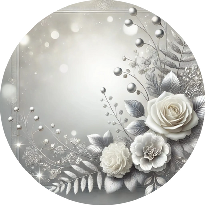 Silberne Rosenblüten mit weißen Perlen – stilvolle Deko in edlem Look